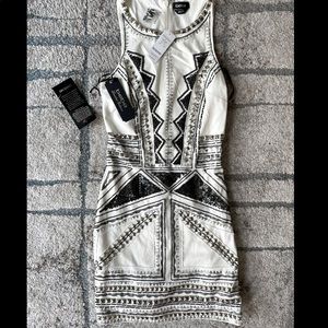 Bebe Sequin Cream Dress Mini